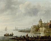 Jan van  Goyen River Scene with a Fortified Shore oil painting artist